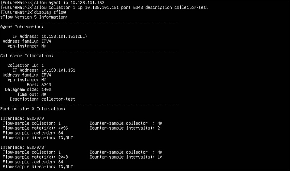 Screenshot of Huawei switch S5735S-S48T4S, sFlow configuration 2